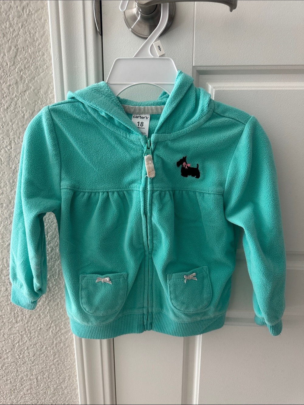Carter's Teal Hooded Fleece Jacket with Dog Applique